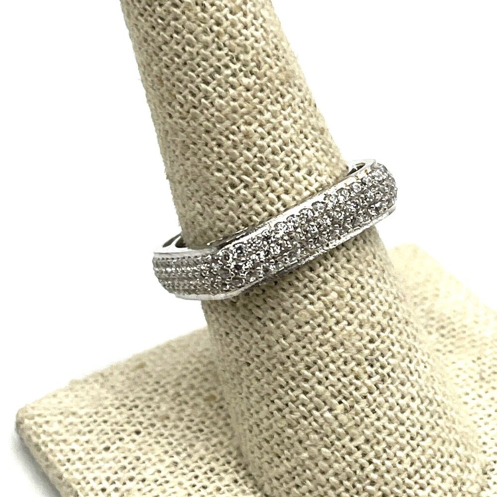 Sterling Silver Square Micro Pave Cubic Zirconia Eternity Band Ring 8.25 New